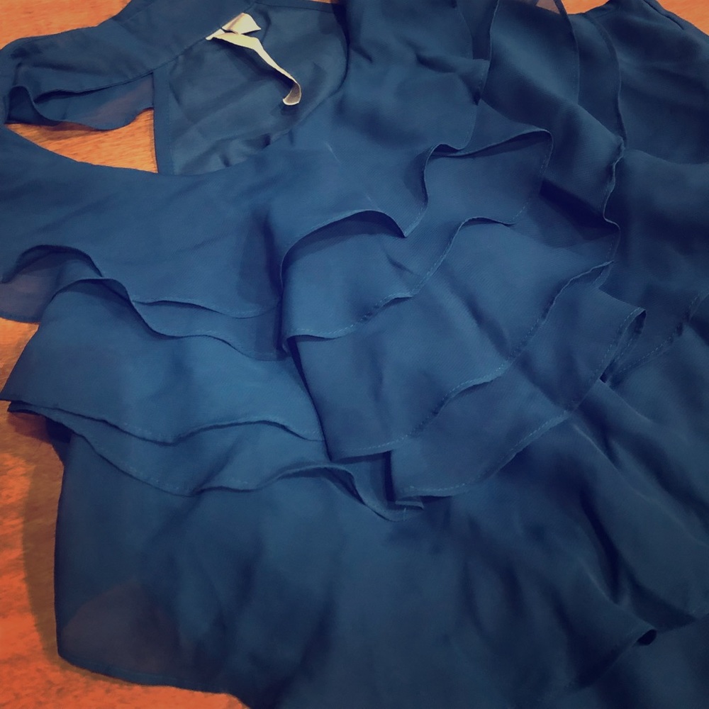Blue ruffled top